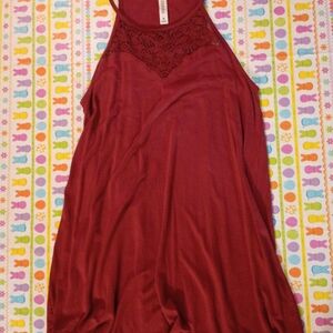 Zenana Outfitters Maroon Lace Trim Top